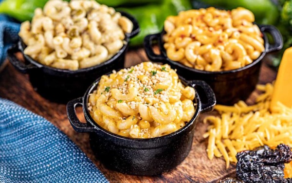 instant pot Mac and cheese in individual serving baking dishes.