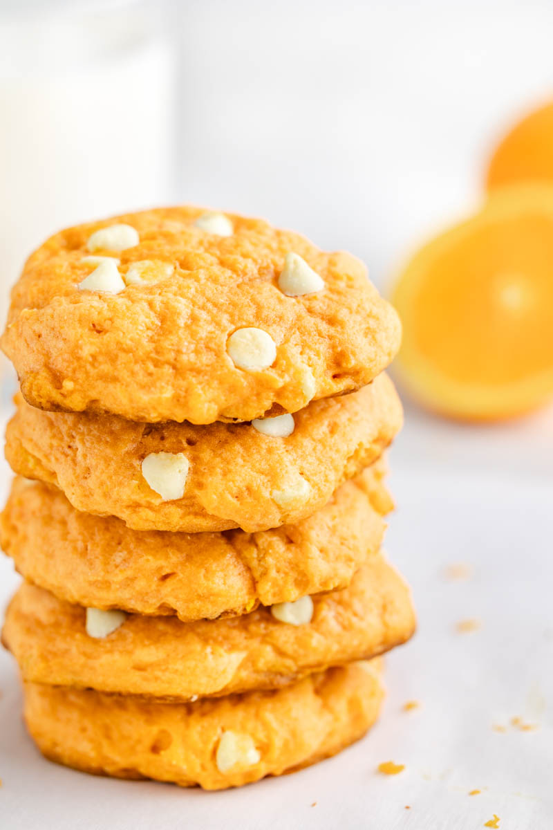 A stack of orange creamsicle cookies.