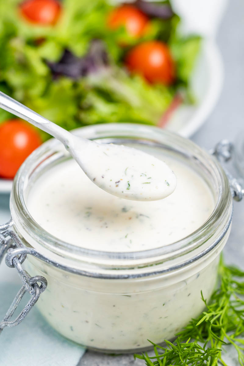 A spoonful of homemade ranch dressing.