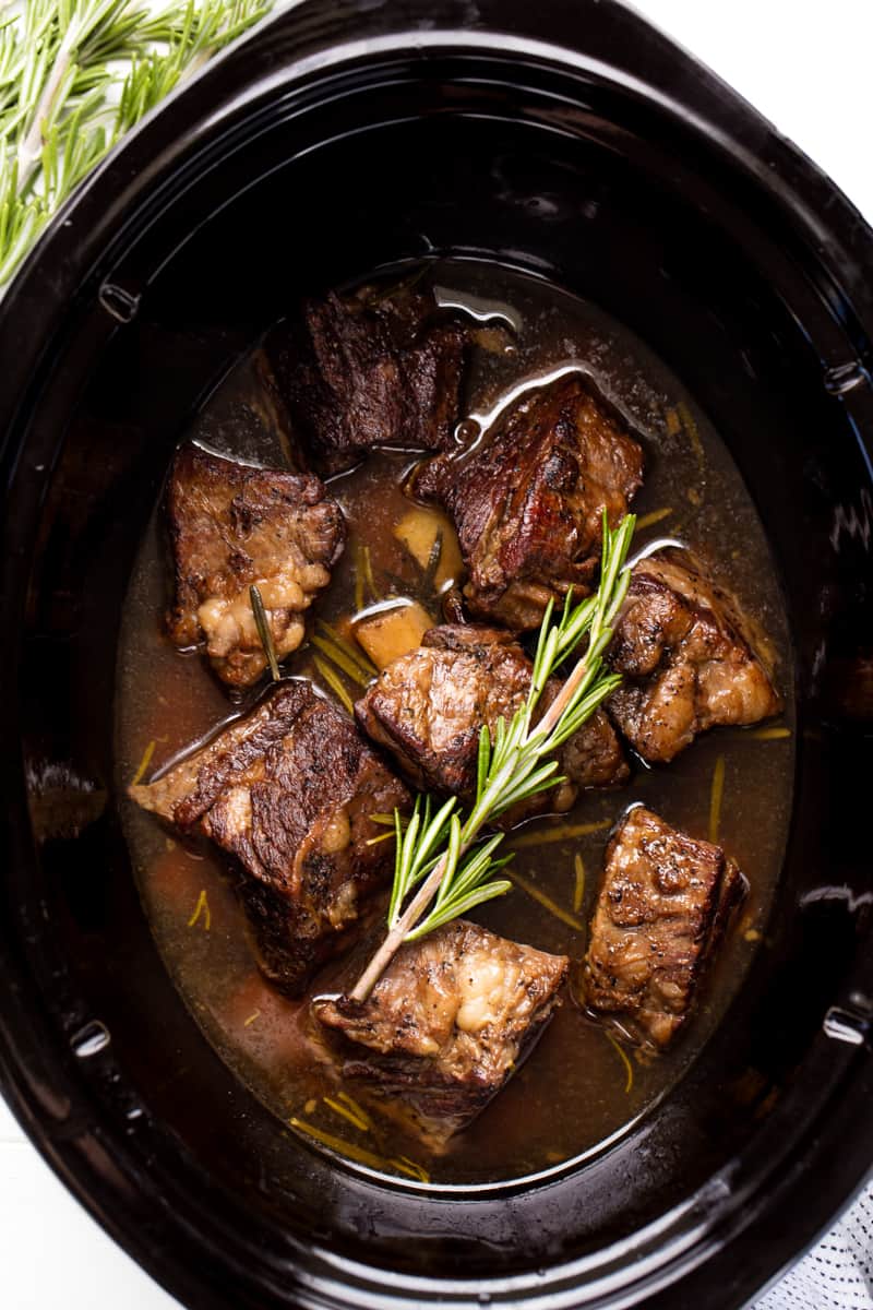 beef short ribs in the slow cooker.